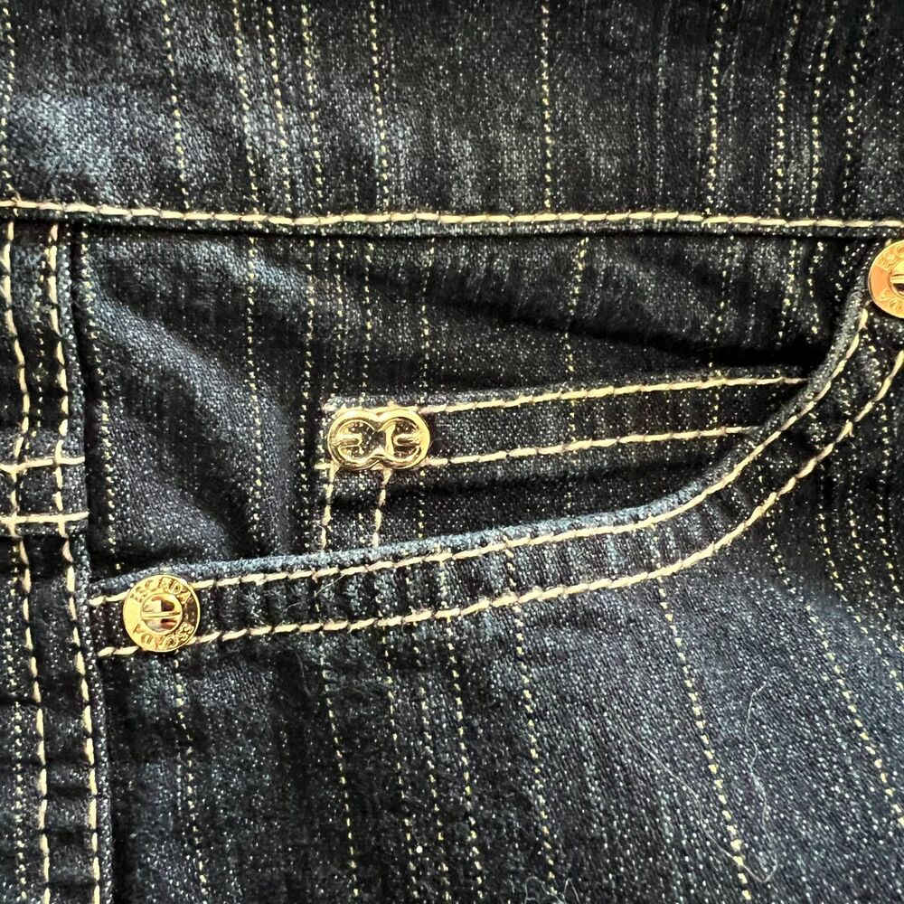 Luxury Escada Designer Denim Bootcut Gold Striped Jeans 40 Euro - Picture 10 of 11